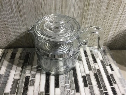 Vtg Pyrex Glass Stove Top Percolator 6 Cup  7756 Coffee Pot Complete