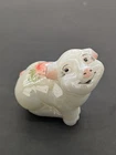 Fenton Hand Painted Opalescent Glass Pig Figurine Signed Jan Curtis