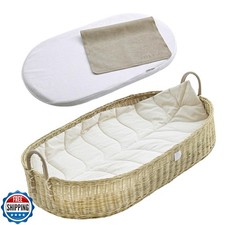 BEBE BASK Premium Baby Changing Basket - Artisan-Crafted Rattan with Extra Hi