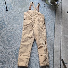 Walls Zero Zone Insulated Canvas Duck Bib Overalls Mens Size 38-40 Vtg Zip Legs