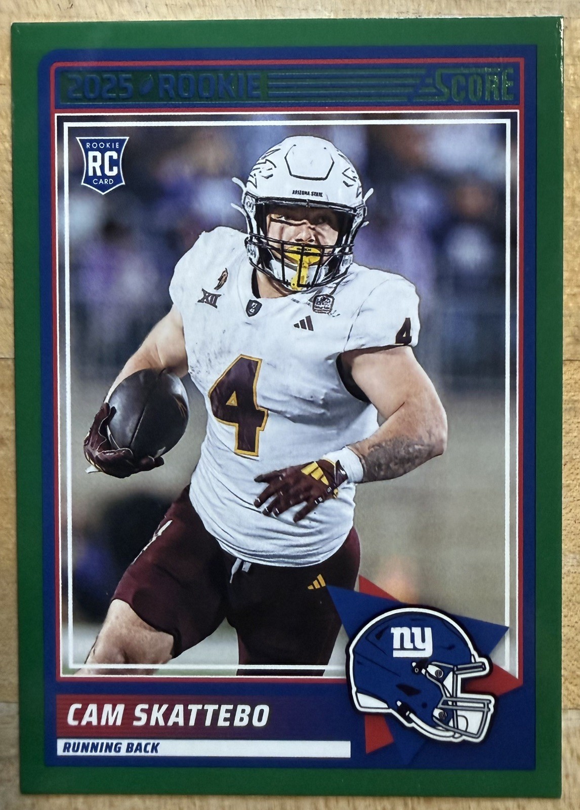 2025 Panini Score Cam Skattebo Rookie Card Green Parallel New York Giants #1