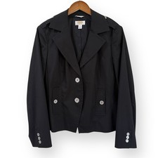 Vintage 90s Talbots Black Stretch Jacket Blazer 16 Petite Lined Cotton Blend