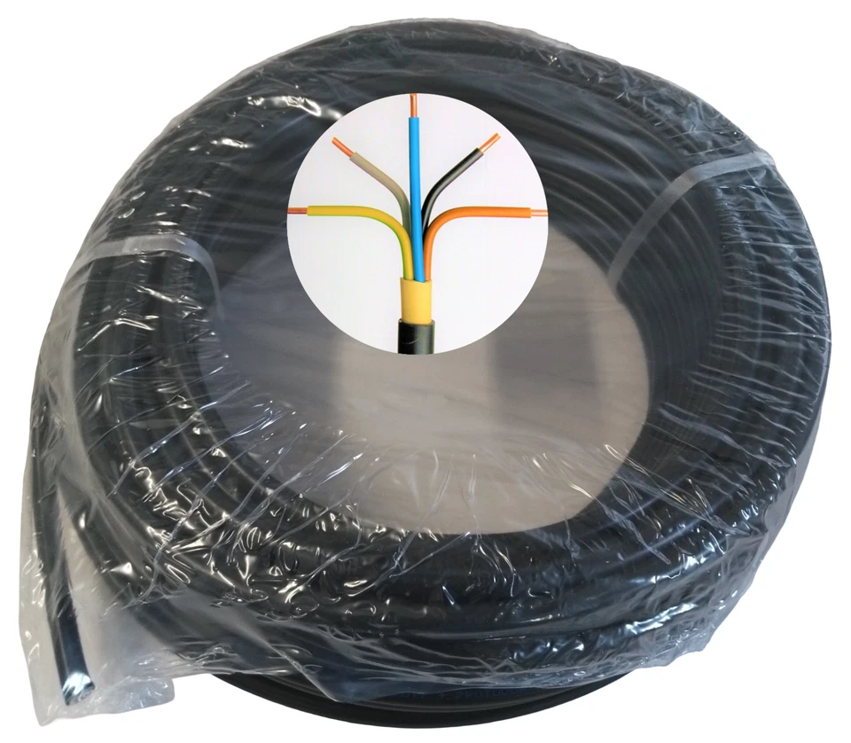 MARKENLOS NYY-J 5x10 mm² 40m Meter Erdkabel Erdleitung Elektrokabel Starkstromkabel 5G10