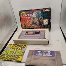 Contra III: The Alien Wars Super Nintendo SNES, 1992 missing manual, Box,Works