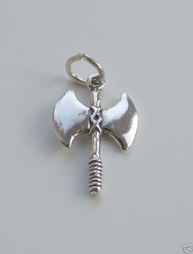 BATTLE AXE 3D CHARM 925 STERLING SILVER
