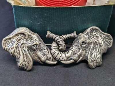 Vintage nos DOUBLE ELEPHANT BELT BUCKLE Paquette 