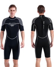 Mens Shorty Wetsuit, 3mm Neoprene Wet Suits Back Zip Surfing Diving Swimming S