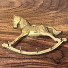 Vintage Solid Brass Rocking Horse Key Holder with 5 Hooks Cowboy Hook Taiwan