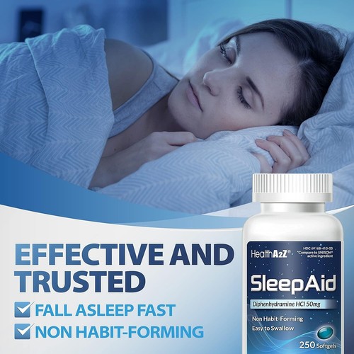 Sleep Aid, Diphenhydramine HCl 50mg, 250 Softgels, Supports Deeper Restful Sleep - Picture 23 of 24