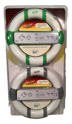 Nerf Ultimate Racing Wheel for WII Mario Cart, NRFP, Green and Grey 2Pack 