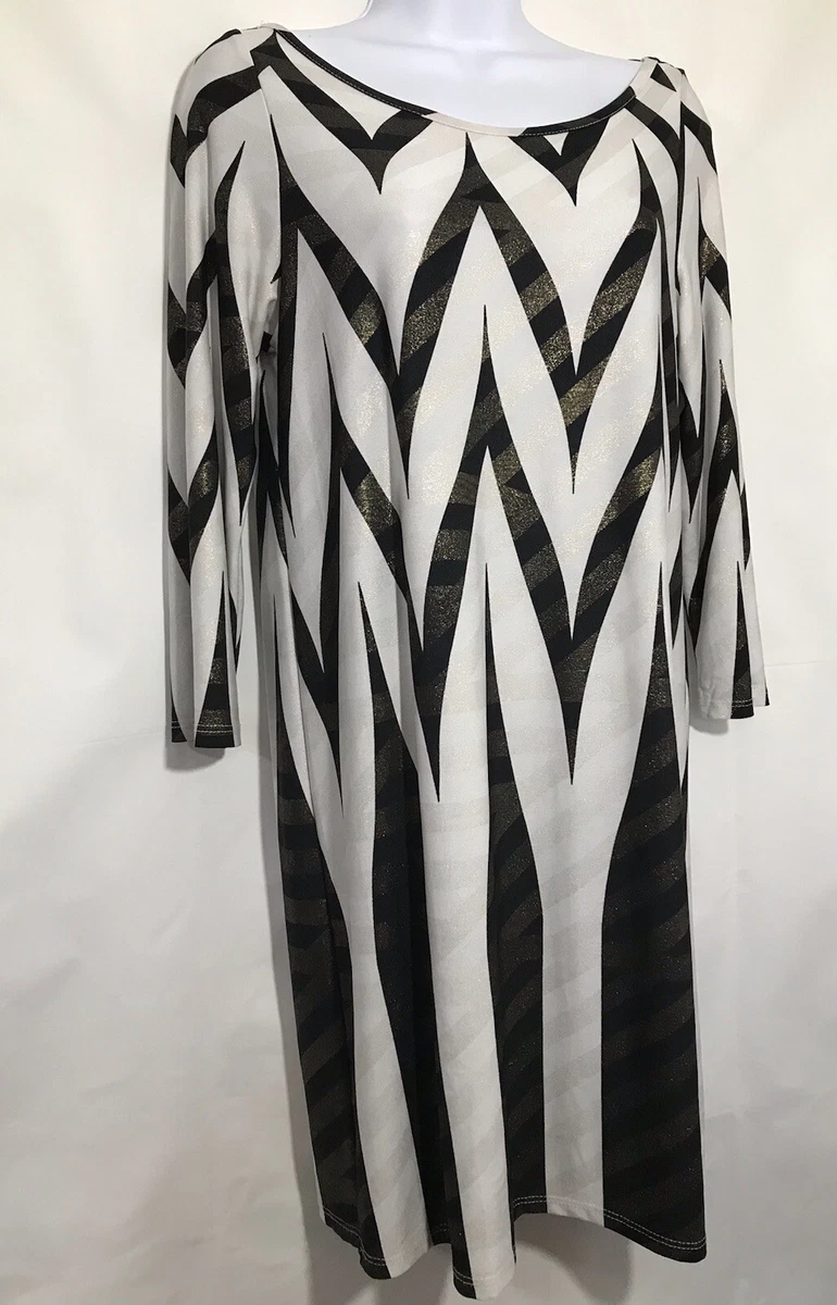 Elif for Jordan Taylor dress Funky Pattern Black, Gold, White Shimmer Size  M | eBay