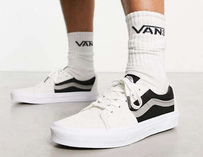 VANS SK8-Low 2 Tone White/Black Suede Men display picture 3