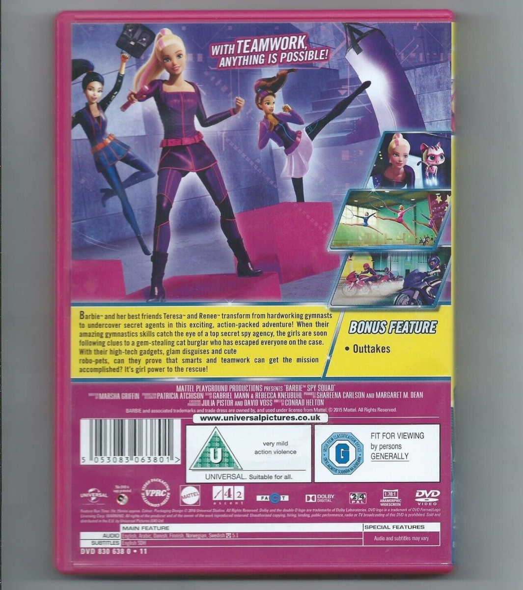 Barbie Spy Squad DVD 2016 Film Rated U Drama Animation Family 75