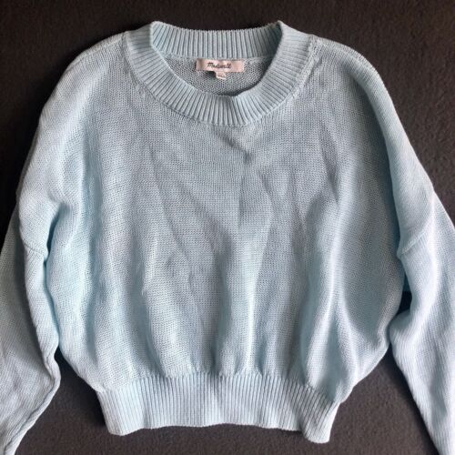 Madewell Sweater XXS Light Blue Loose Knit Crewneck Pullover Long Sleeve Top NWT - Picture 6 of 22