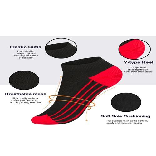 3 pares de calcetines de suela atlética corte bajo malla absorbente de humedad para hombre - Imagen 23 de 27