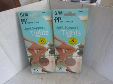 2x PRETTY POLLY 15 DENIER LIGHT SUPPORT TIGHTS  No 6 ~ SMALL/MEDIUM ~ HONEY