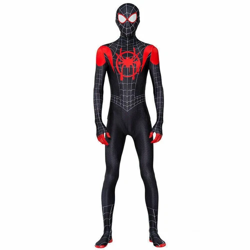 Miles Morales Spiderman Jumpsuit Kids/Adult Costume Cosplay Mask+Bodysuit110-190 - Picture 6 of 13