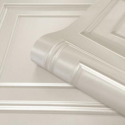 Amara Holzpaneel Optik Tapete Belgravia Struktur Vinyl Creme Metallic