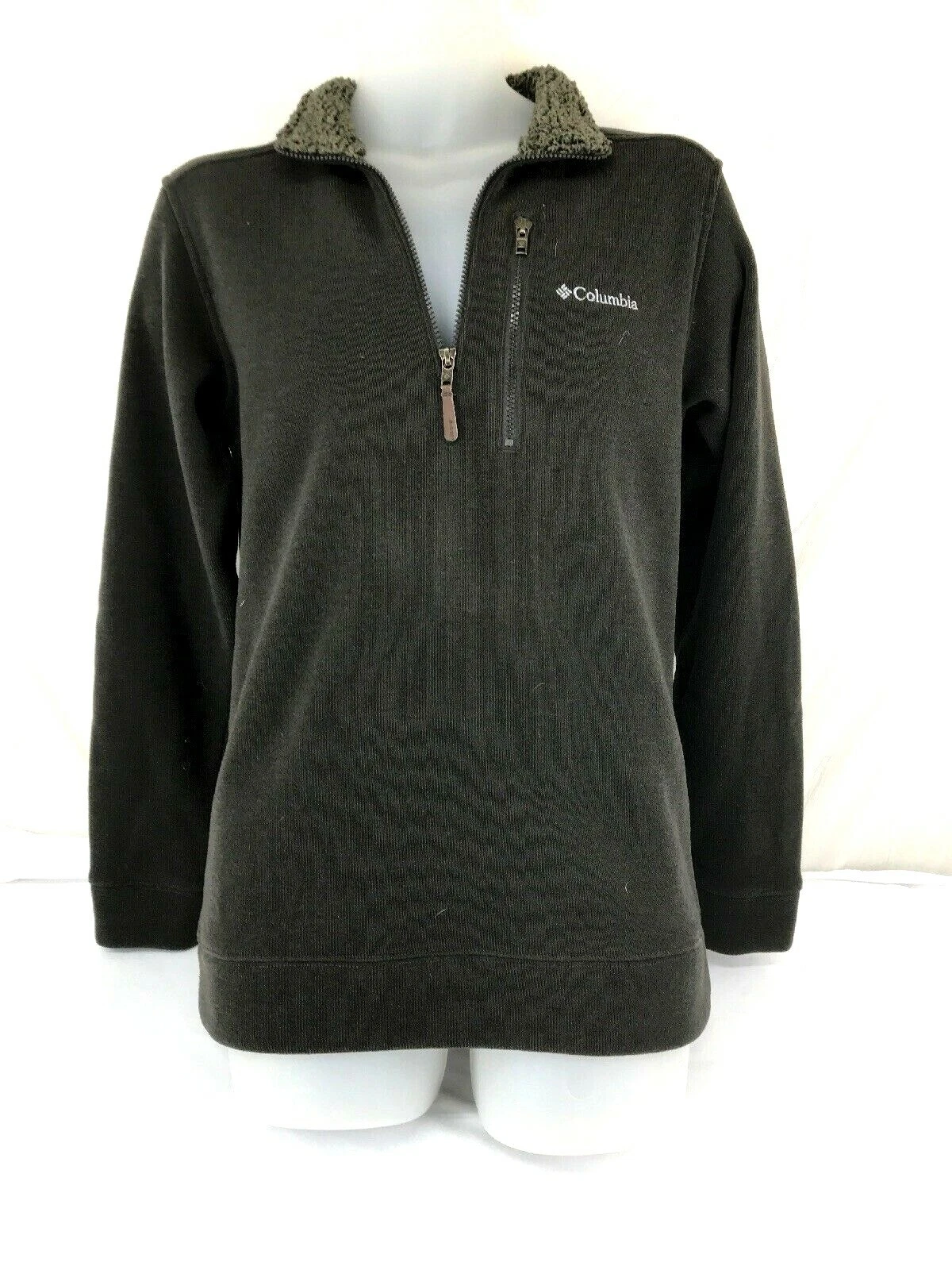 Columbia sz M Jacket Brown fleece lined Long Sleeve 1/4 zip