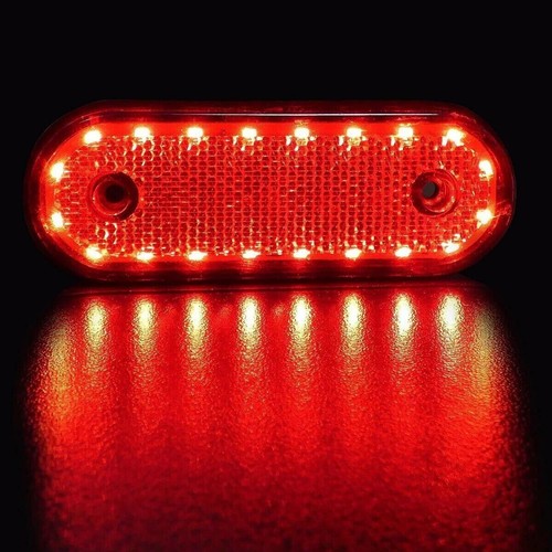 12v Oval 20 Led Red Rear Side Outline Marker Lamps Light Trailer Truck Lorry - Picture 3 of 9