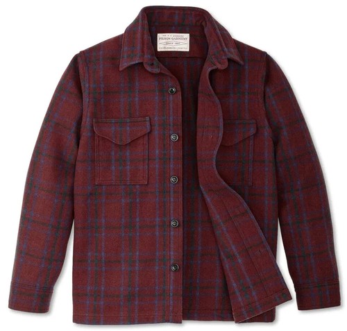 Filson Wool Jac Shirt 20266729 MADE IN USA Deep Red Blue Green Jacket Seattle CC - Picture 2 of 8