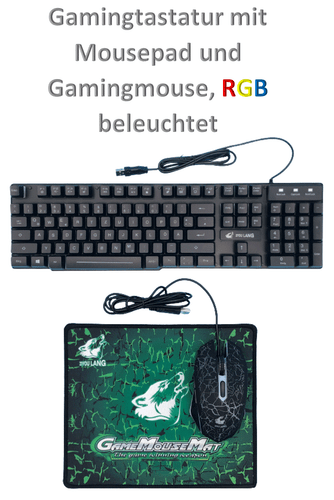 Gamingtastatur mit Mouse USB und RGB mit Mousepad T13