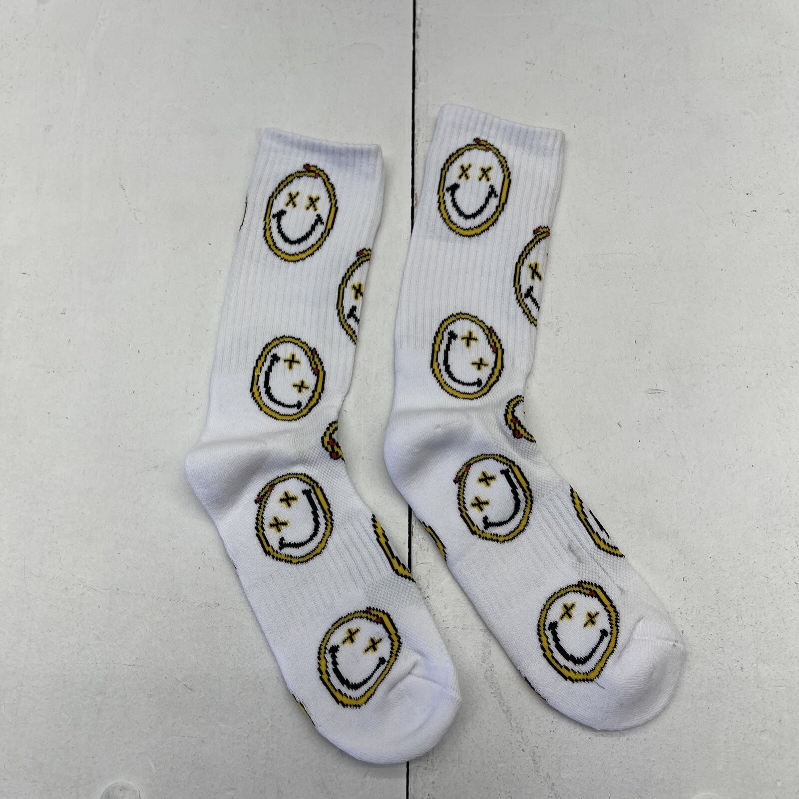 SAOLA Suola BLY Bianchi Smiley Face Crew Calzini Unisex Adulti Taglia OS