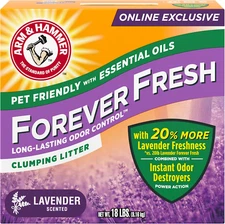 Forever Fresh Clumping Cat Litter Lavender, Multicat 18Lb with 20% More Lavender