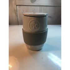 Pampered Chef Microwave Ceramic Egg Cooker W/ Silicone Sleeve White #1529