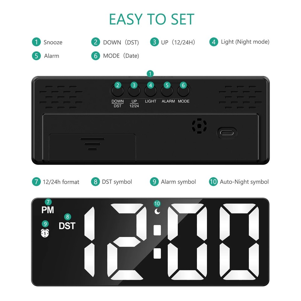 LED Clock Digital Alarm Clocks eBay