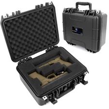 CASEMATIX Dual Pistol Hard Case – Waterproof, Shockproof, Crushproof for 2 Guns