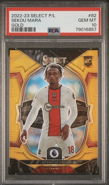 2022-23 Panini Select Premier League Sekou Mara Rookie RC Gold /10 PSA 10