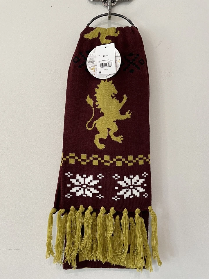 BUFANDA DE PUNTO HOGWARTS Harry Potter Rojo Amarillo Nueva con Etiquetas Foto 2 de 4