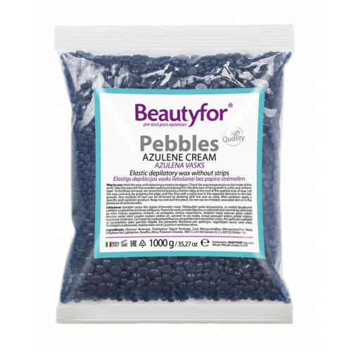 BEAUTYFOR Premium Stripless AZULENE Pebbles Hot Wax Beads Granulas 1000g