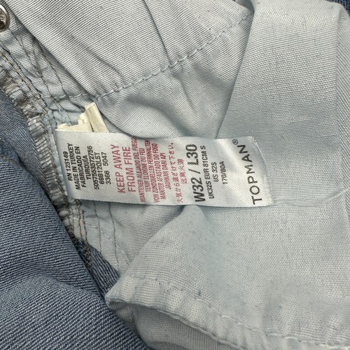 TOPMAN Womens Light Wash Ecru Side Taping Jeans Button Fly Stretch 32 x 30 - Picture 8 of 14