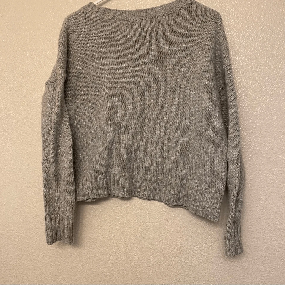 American Eagle Gran Tamaño Crew Grueso Gris Plata Suéter Lana Mezcla Alpaca S Foto 2 de 4