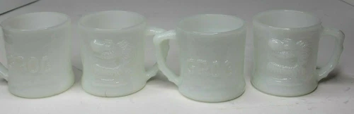 Fire King Set Of 4 BC Comics Grog Milk Glass Mug Johnny Hart Caveman Coffee Cup