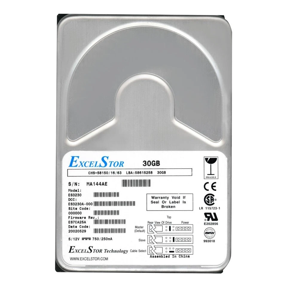 Hard Drive Excelstor ES3230 30GB 5400RPM 2MB ATA PATA / IDE 3.5" Inch - Image 2 of 3
