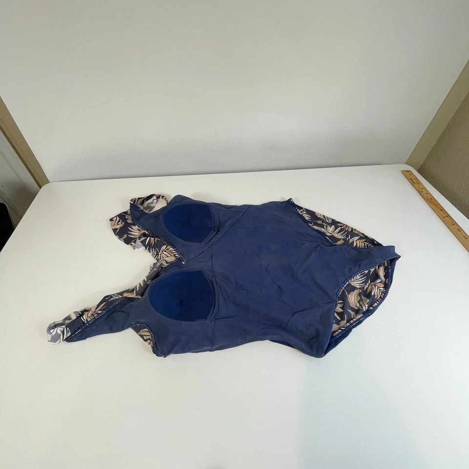 Nip Tuck Swim Womens Ruffle Trim One Piece Bikini Blue Multi Fit Cup 4 Beach - Image 3 of 4