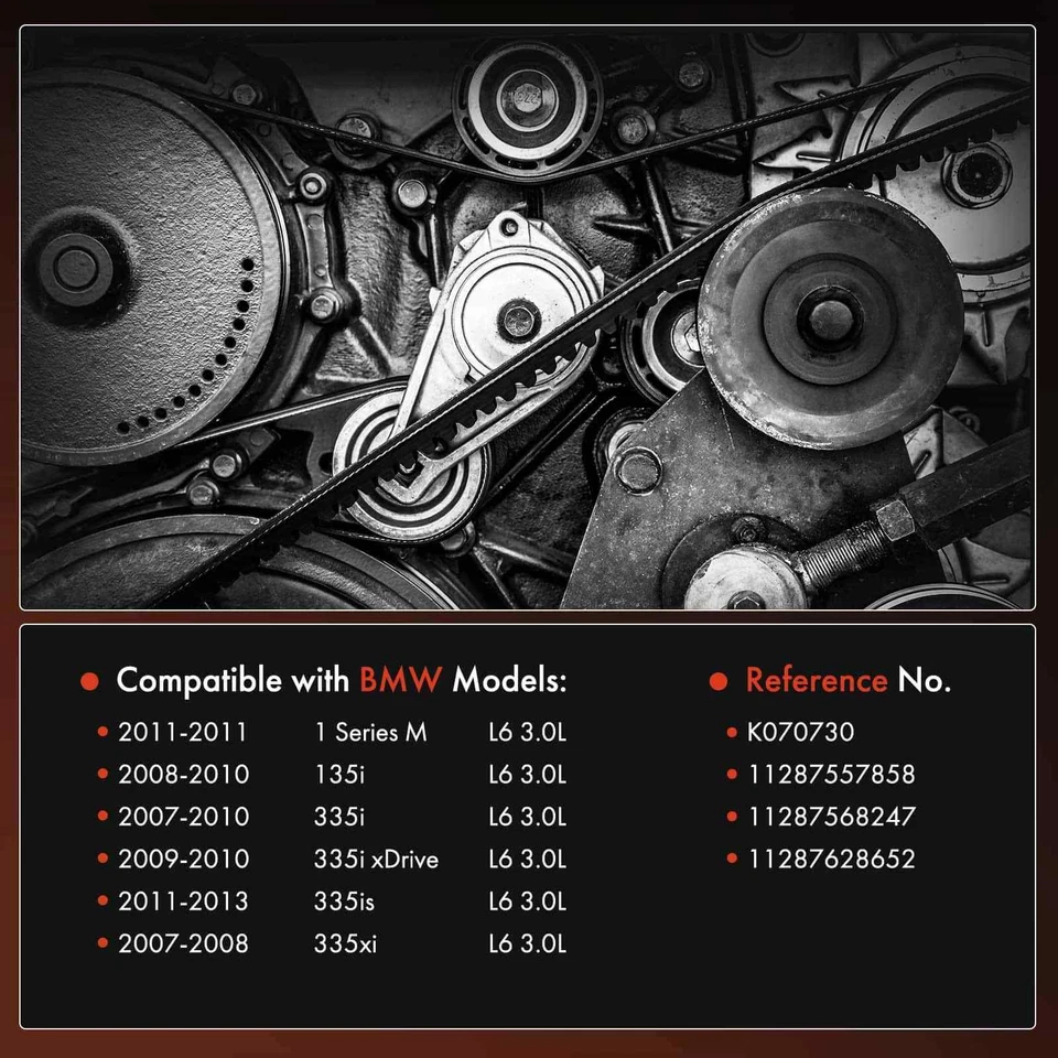 Correa Serpentina 73.09" para BMW 335i 2007-2010 335i xDrive 335is 335xi Serie 1 M Foto 2 de 4