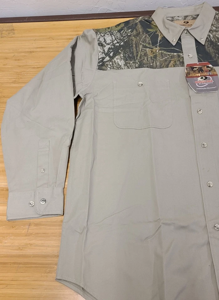 Mossy Oak Men’s LS Ridgeline Shirt Camo Khaki Hunting Button Up Shirt Men’s XL - Image 4 of 4