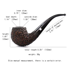 MUXIANG Classic Briar Wood Tobacco Pipe Bent Stem Carved Smoking Pipe 9mm Filter