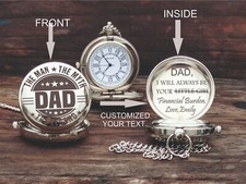 Engraved Brass Pocket Watch - Personalized Gift For Dad - Father's Day Gift