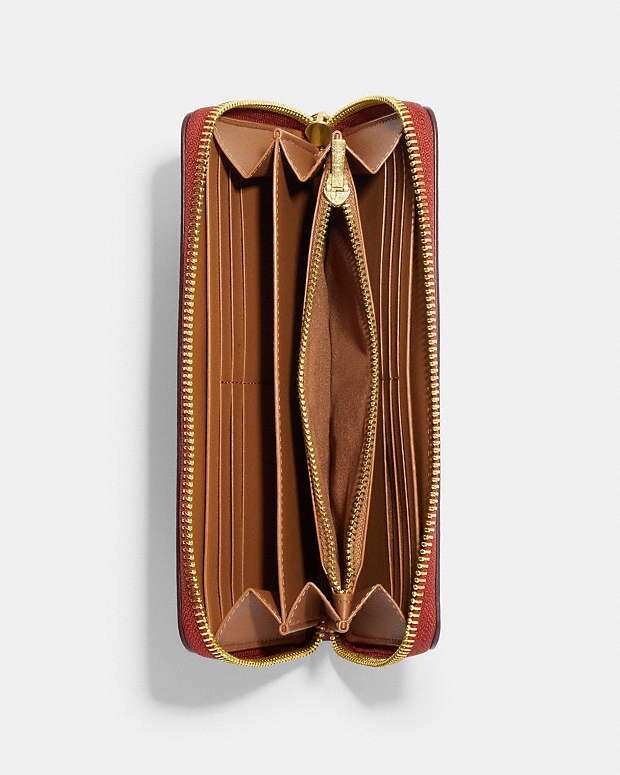 coach 財布 NWT Coach Long Zip Around Wallet In Signature With Wild Strawberry