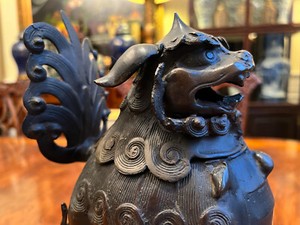A Chinese Qing Dynasty Bronze Lion Censer