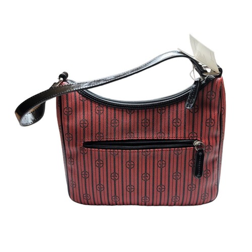 Giani Bernini Red & Black Signature Striped Hobo Bag Purse NWT - Picture 2 of 10