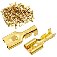 100 Pack 6.3mm Female Spade Locking Tab Quick Splice Crimp Terminal Connector