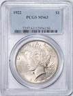 1922 PCGS MS63 Peace Silver Dollar Philadelphia Mint Uncirculated BU+