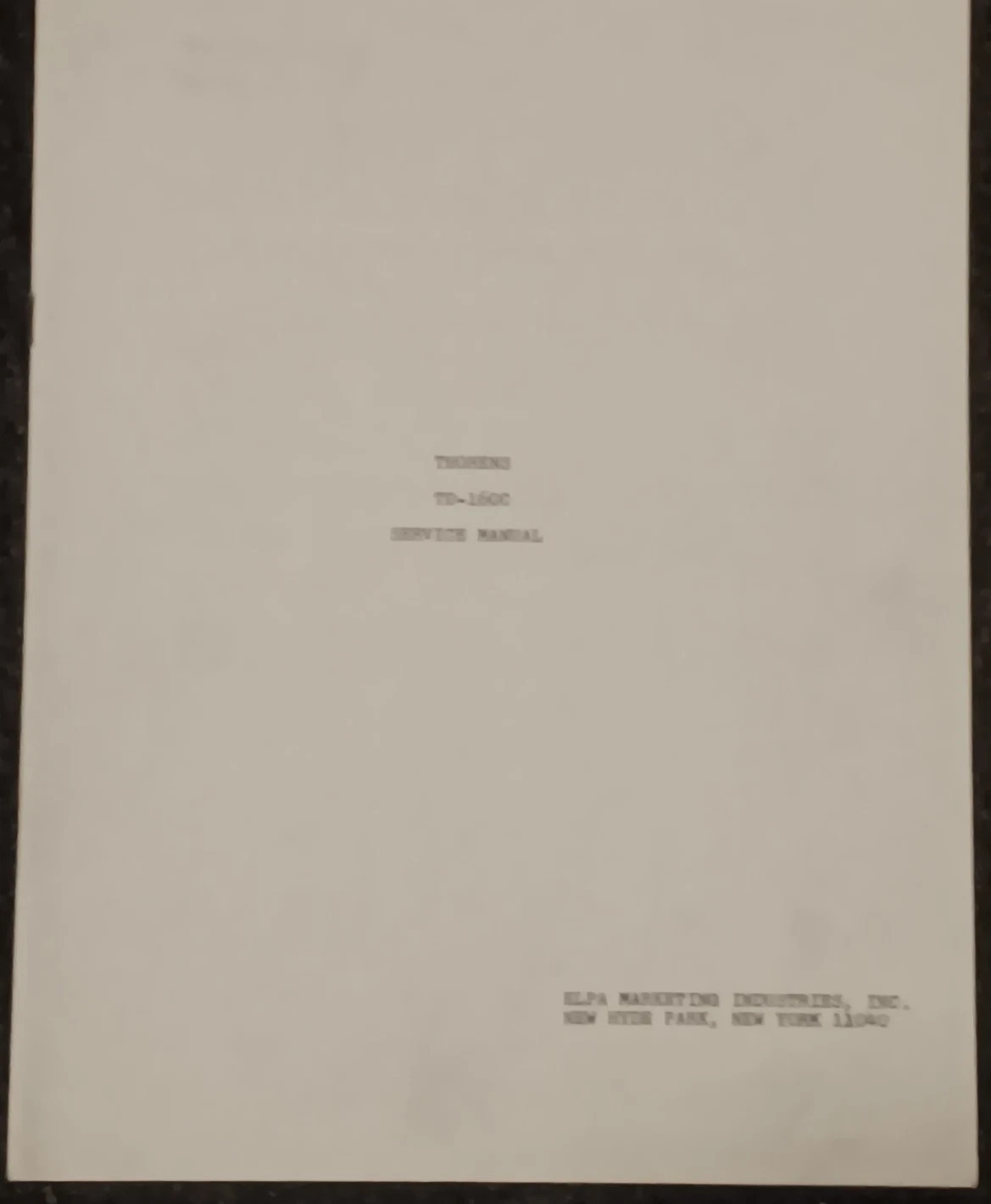 THORENS TD 160C Turntable Service Manual Photocopy