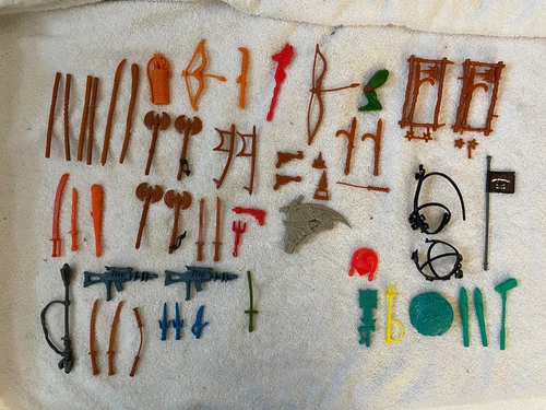 Lot of 57 Vintage Teenage Mutant Ninja Turtles Weapons, Accessories & Body Parts